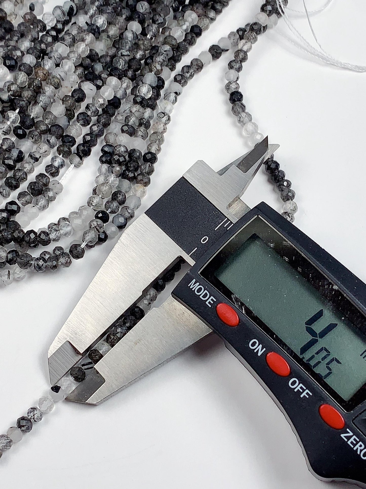 Good quality Genuine Natural Black Rutilated Quartz Faceted Rondelle Beads 15.5" Strand 3x4mm