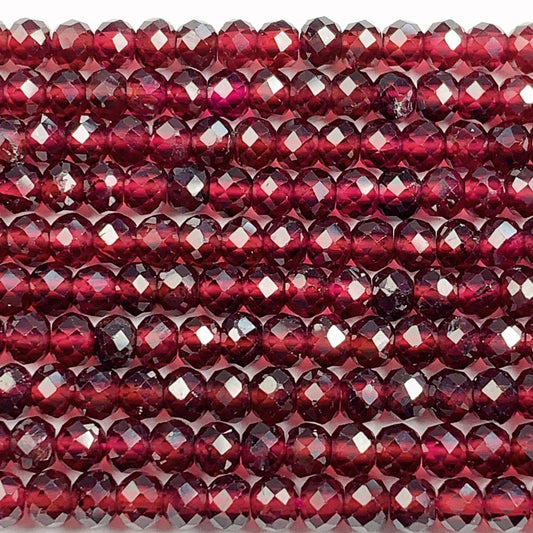 AAA Red Garnet Faceted Rondelle Beads: Natural Gemstone Strand (15.5")