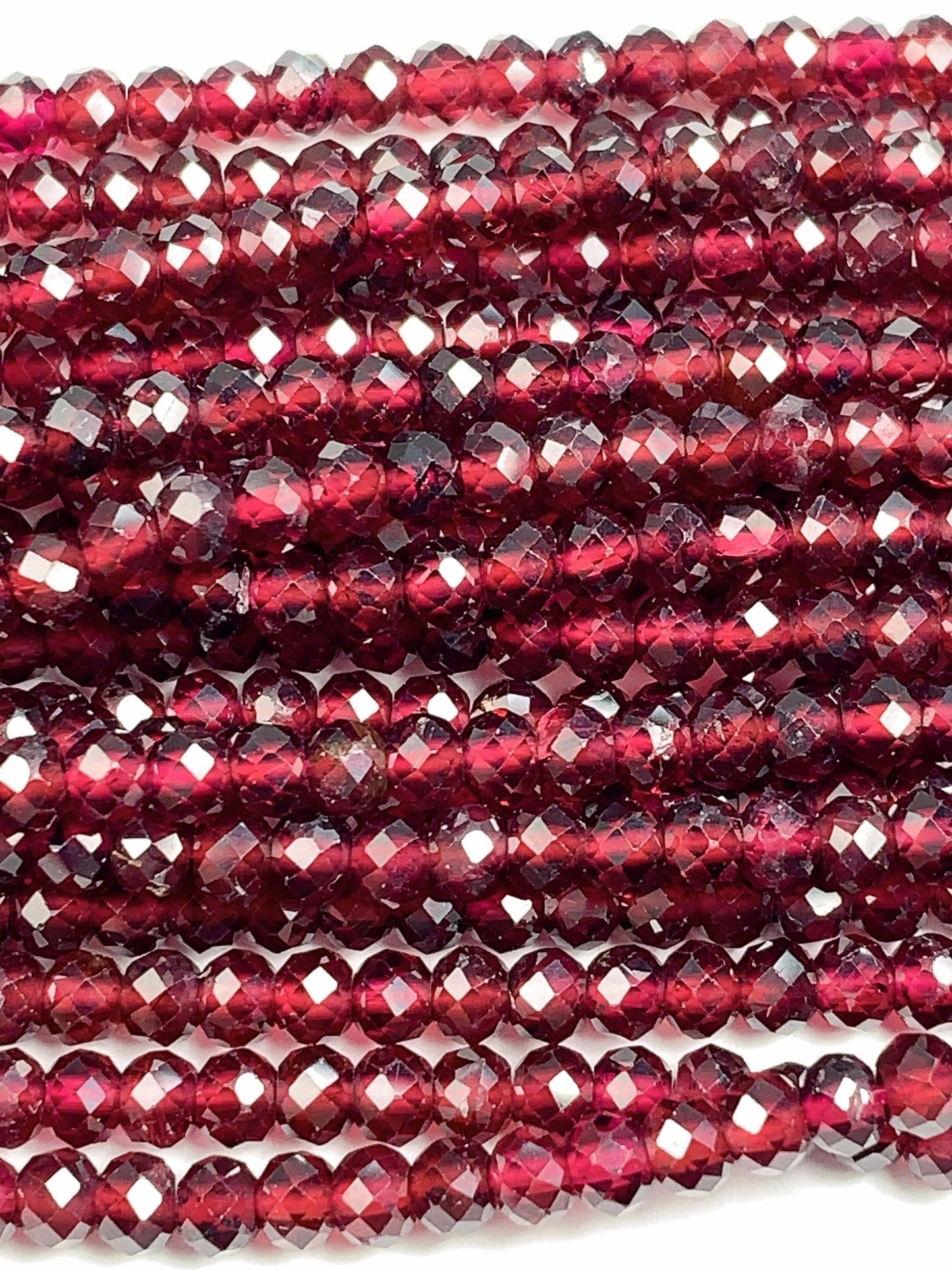 AAA Red Garnet Faceted Rondelle Beads: Natural Gemstone Strand (15.5")