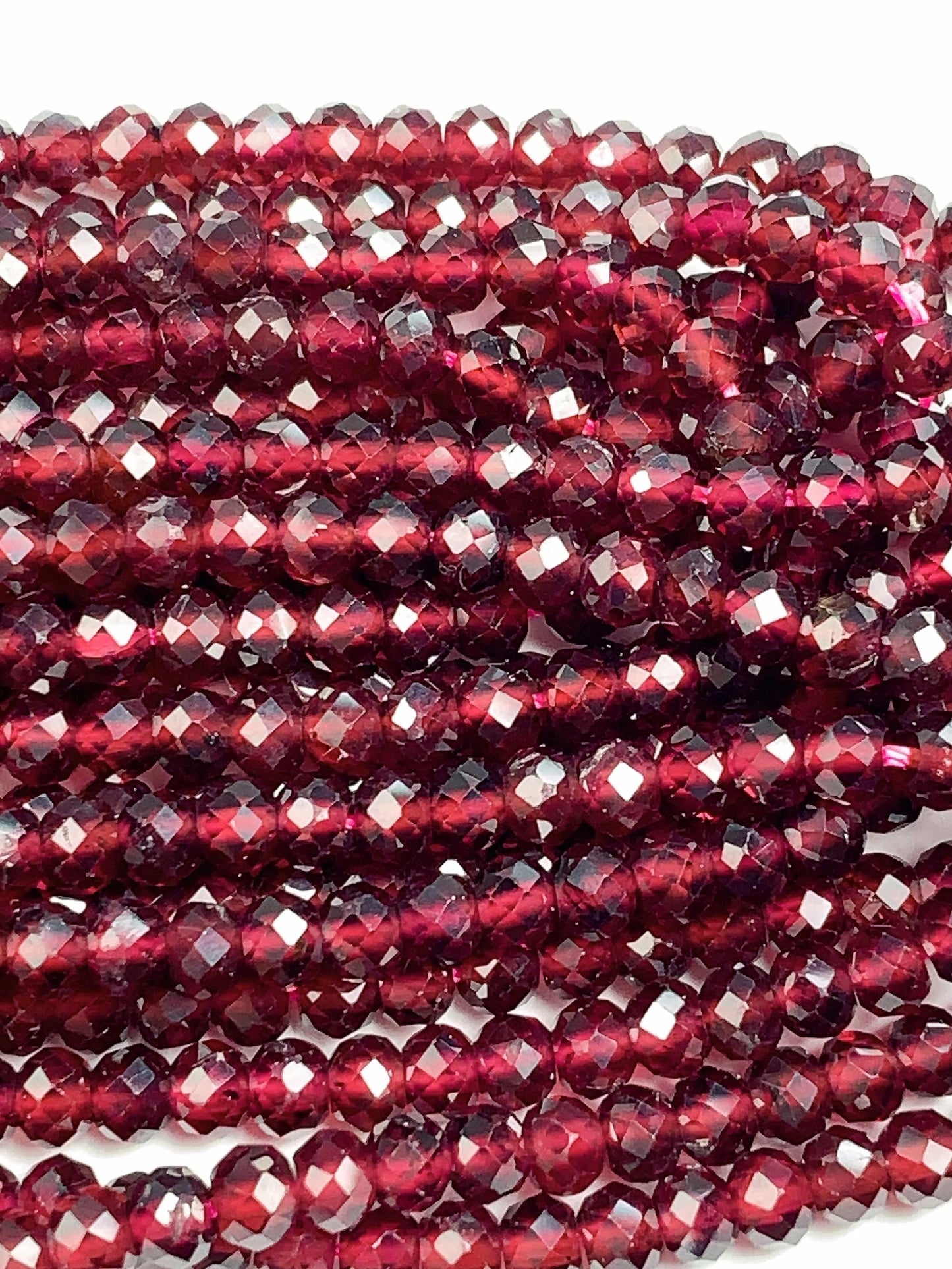 AAA Red Garnet Faceted Rondelle Beads: Natural Gemstone Strand (15.5")