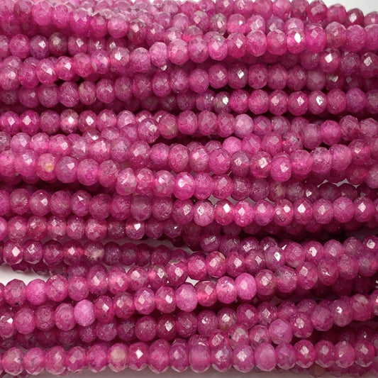 Good quality Genuine Natural Purple Red Ruby  Faceted Rondelle Beads 15.5" Strand 2x3mm