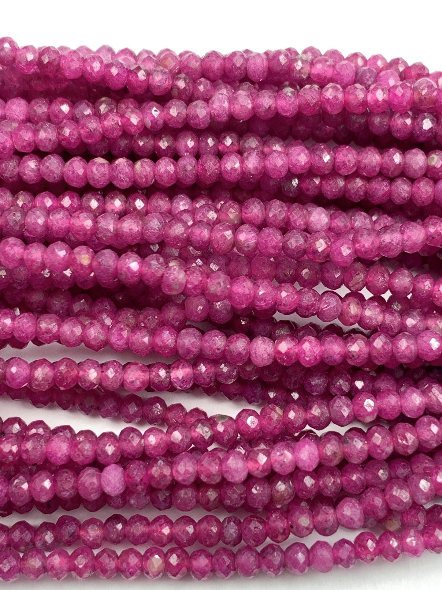 Good quality Genuine Natural Purple Red Ruby  Faceted Rondelle Beads 15.5" Strand 2x3mm