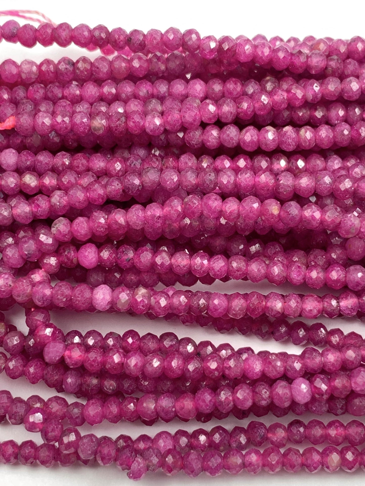 Good quality Genuine Natural Purple Red Ruby  Faceted Rondelle Beads 15.5" Strand 2x3mm