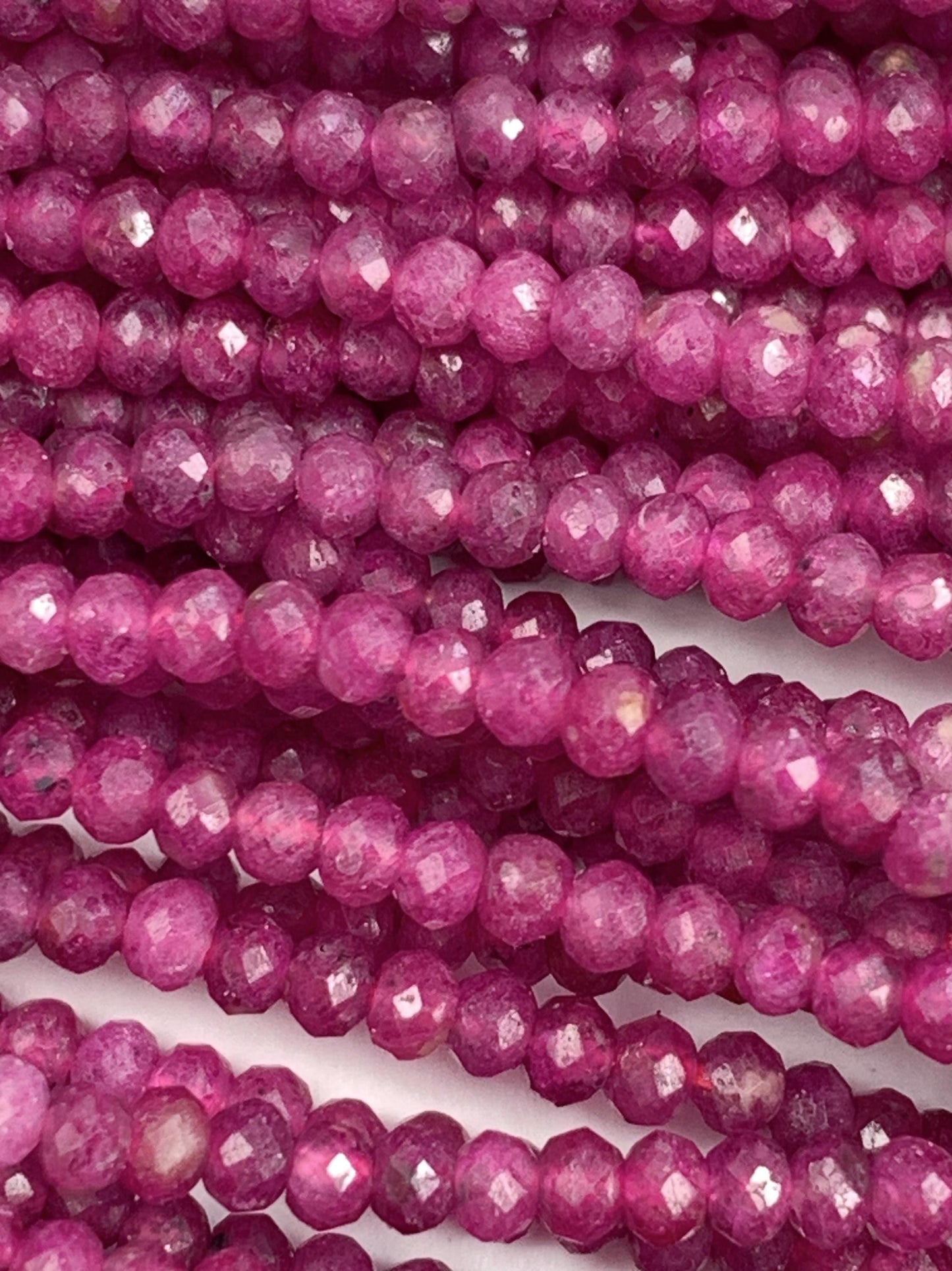Good quality Genuine Natural Purple Red Ruby  Faceted Rondelle Beads 15.5" Strand 2x3mm