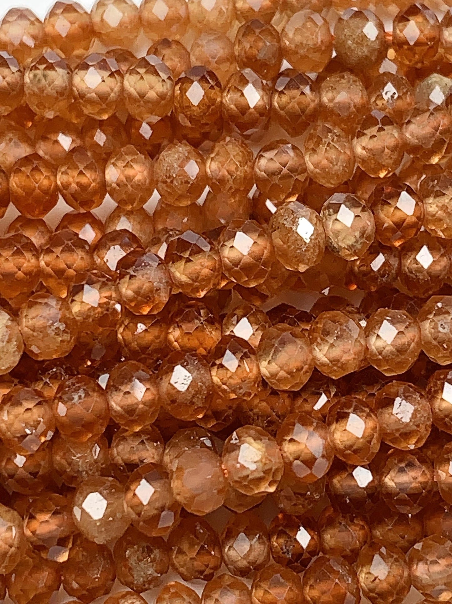 3x4mm AAA Good quality Natural Brown Orange Garnet Hessonite Faceted Rondelle Beads 15.5" Strand