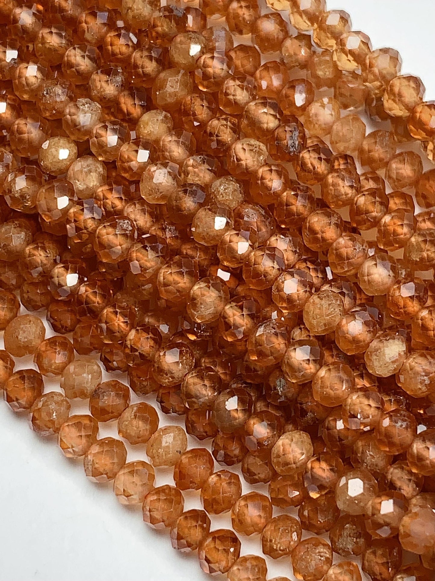 3x4mm AAA Good quality Natural Brown Orange Garnet Hessonite Faceted Rondelle Beads 15.5" Strand