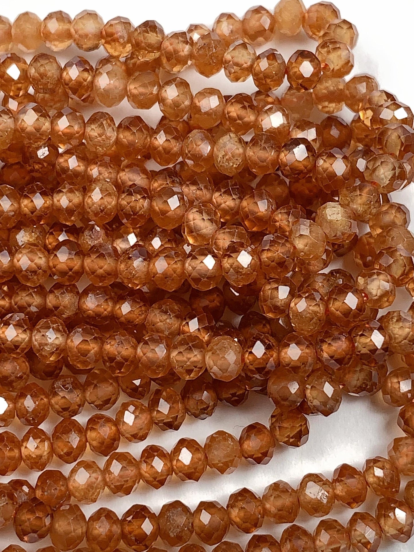 3x4mm AAA Good quality Natural Brown Orange Garnet Hessonite Faceted Rondelle Beads 15.5" Strand