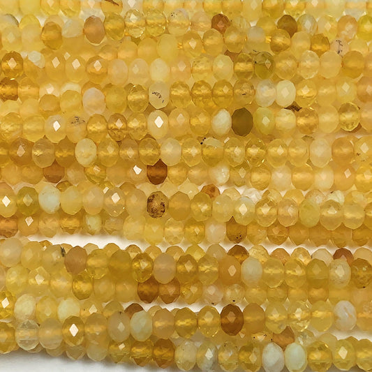 Good quality Genuine Natural Yellow Opal Faceted Rondelle Beads 15.5" Strand 3x4mm