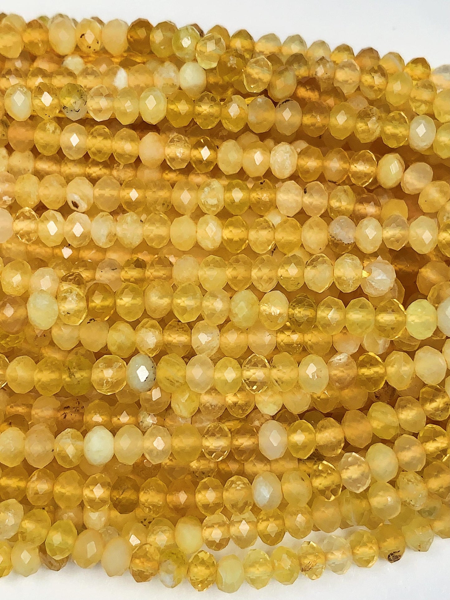 Good quality Genuine Natural Yellow Opal Faceted Rondelle Beads 15.5" Strand 3x4mm