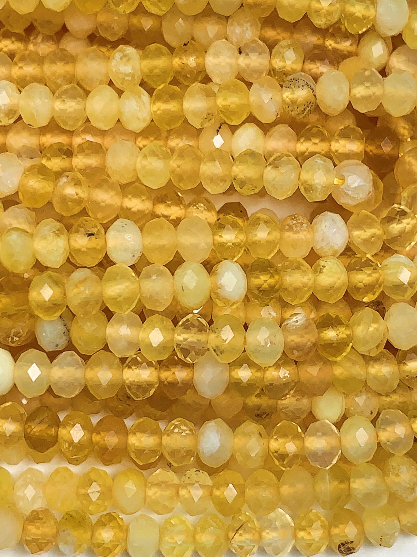 Good quality Genuine Natural Yellow Opal Faceted Rondelle Beads 15.5" Strand 3x4mm