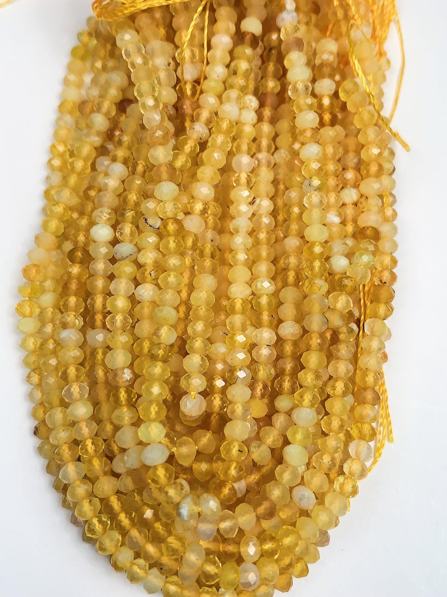 Good quality Genuine Natural Yellow Opal Faceted Rondelle Beads 15.5" Strand 3x4mm