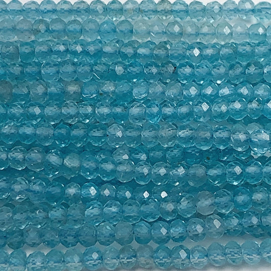 AAA Blue Apatite Faceted Rondelle Beads: Natural Soft Translucent Gemstone Strand 15.5"