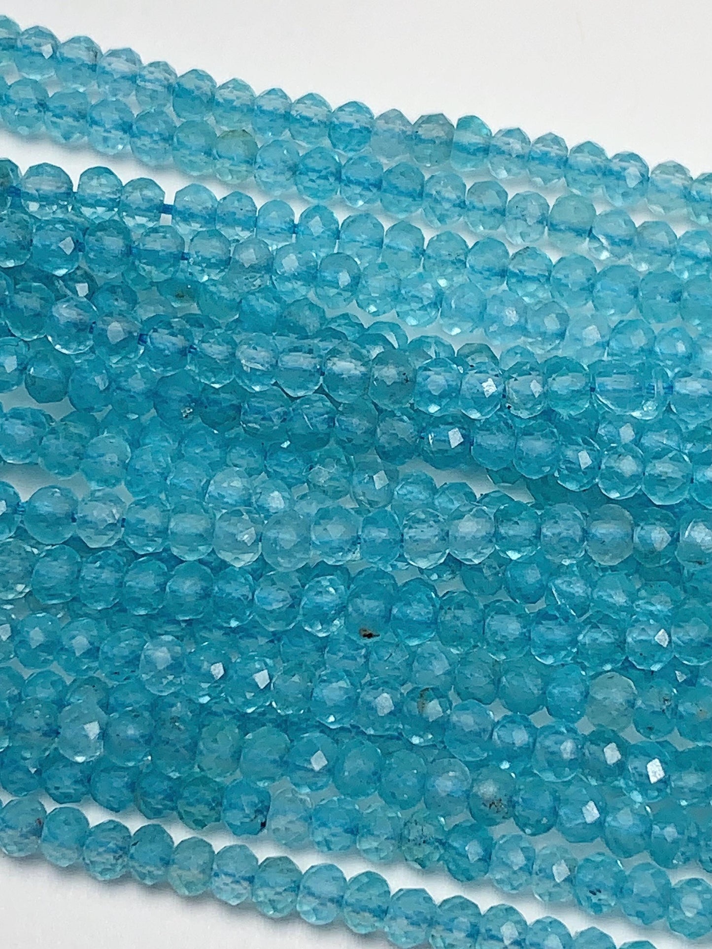AAA Blue Apatite Faceted Rondelle Beads: Natural Soft Translucent Gemstone Strand 15.5"