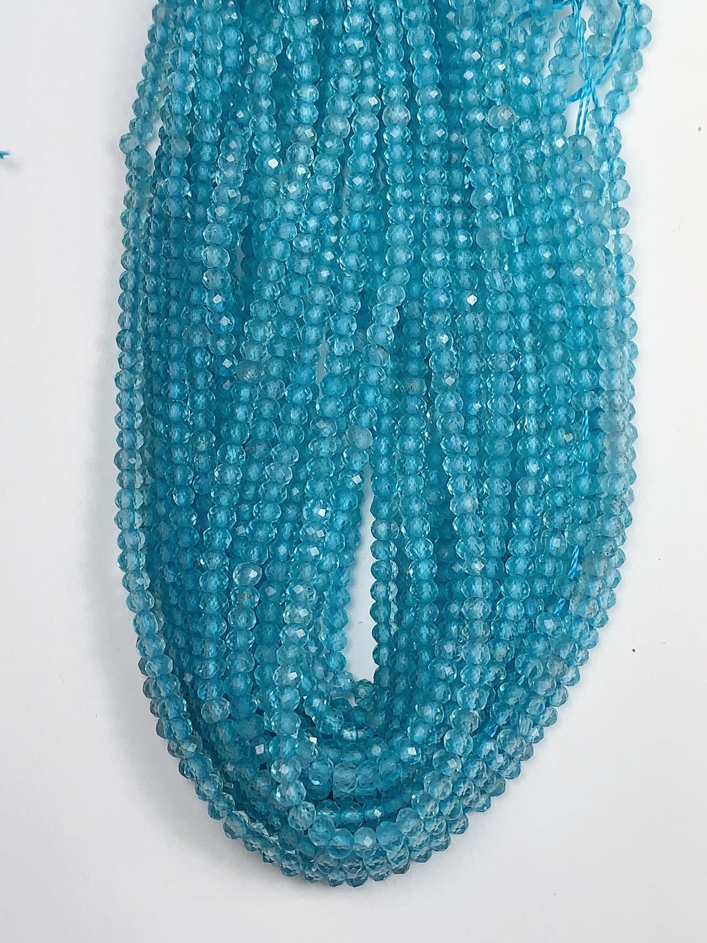 AAA Blue Apatite Faceted Rondelle Beads: Natural Soft Translucent Gemstone Strand 15.5"