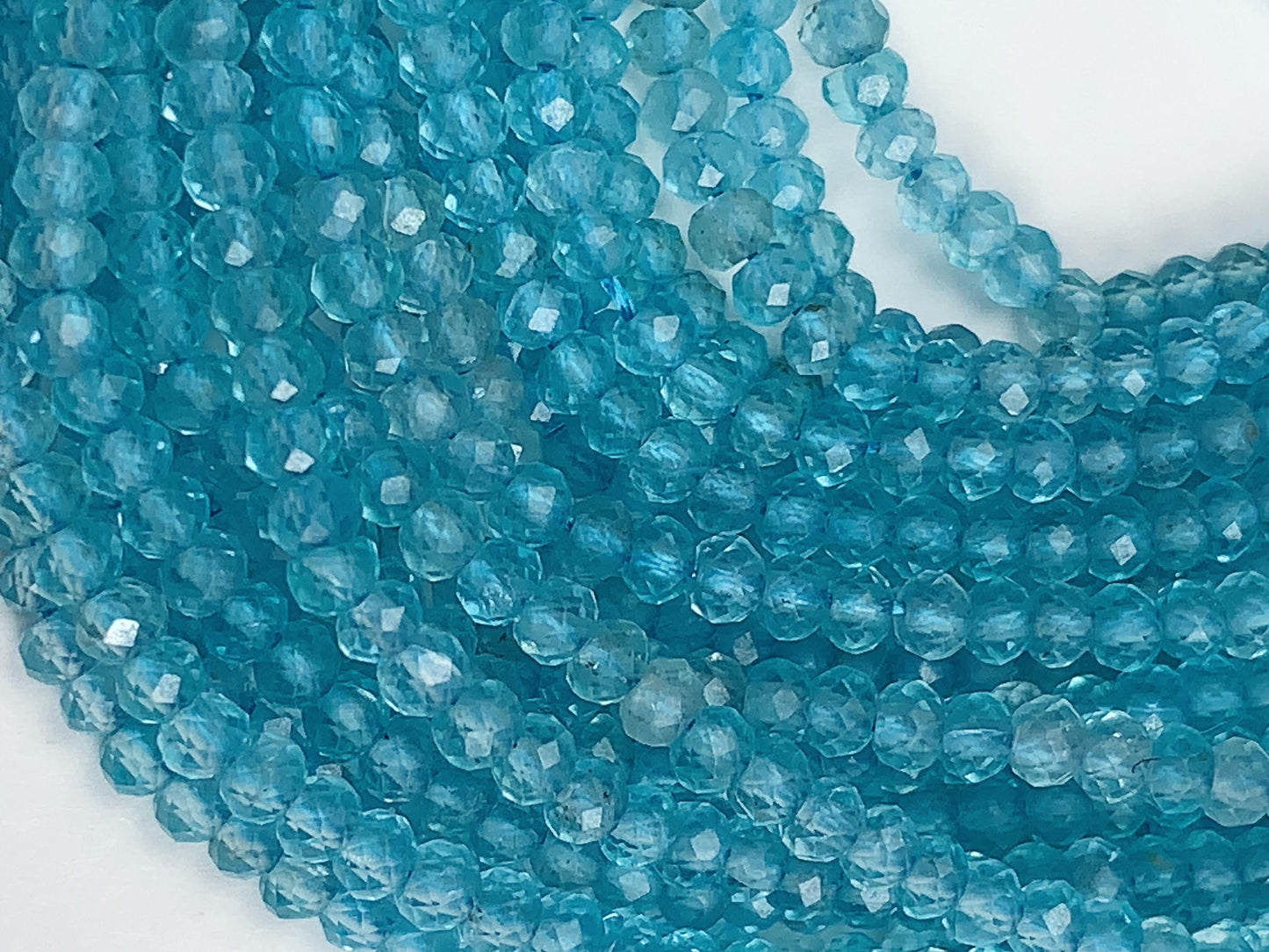 AAA Blue Apatite Faceted Rondelle Beads: Natural Soft Translucent Gemstone Strand 15.5"