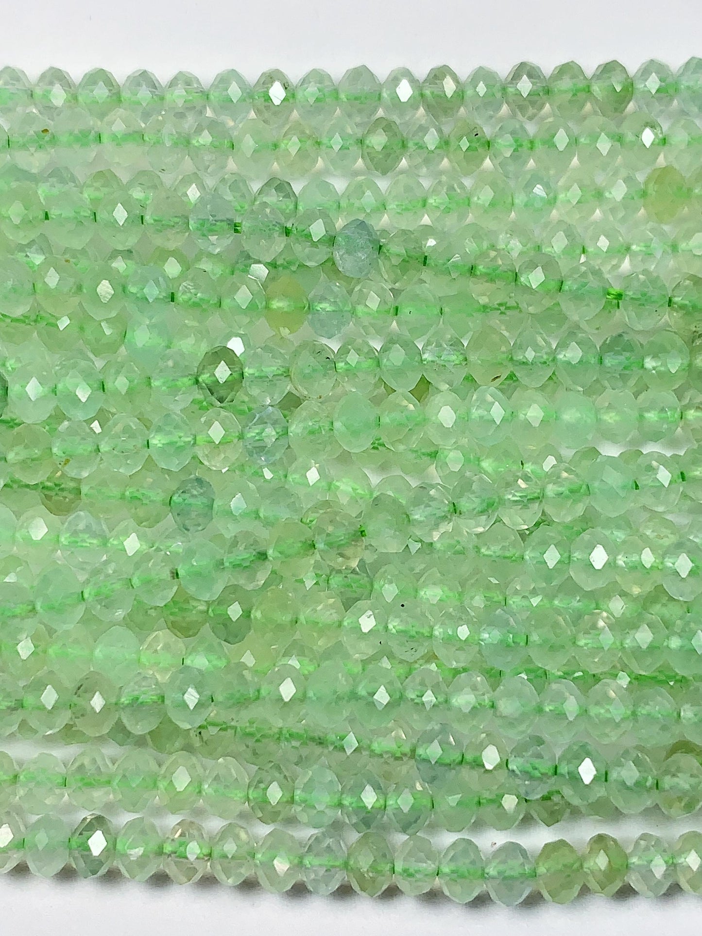 Good quality Genuine Natural Green Prehnite Faceted Rondelle Beads 15.5" Strand 3x4mm