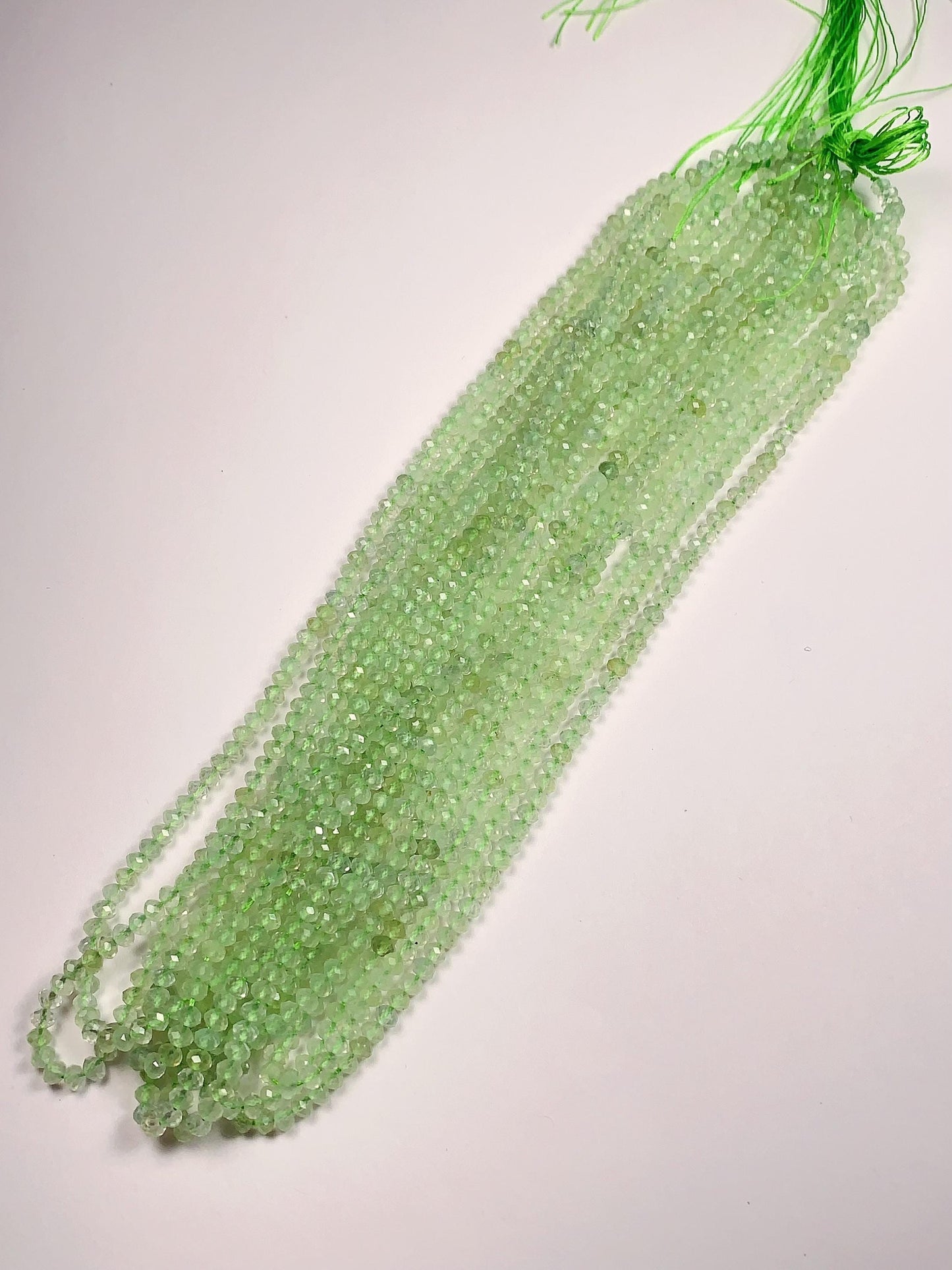 Good quality Genuine Natural Green Prehnite Faceted Rondelle Beads 15.5" Strand 3x4mm