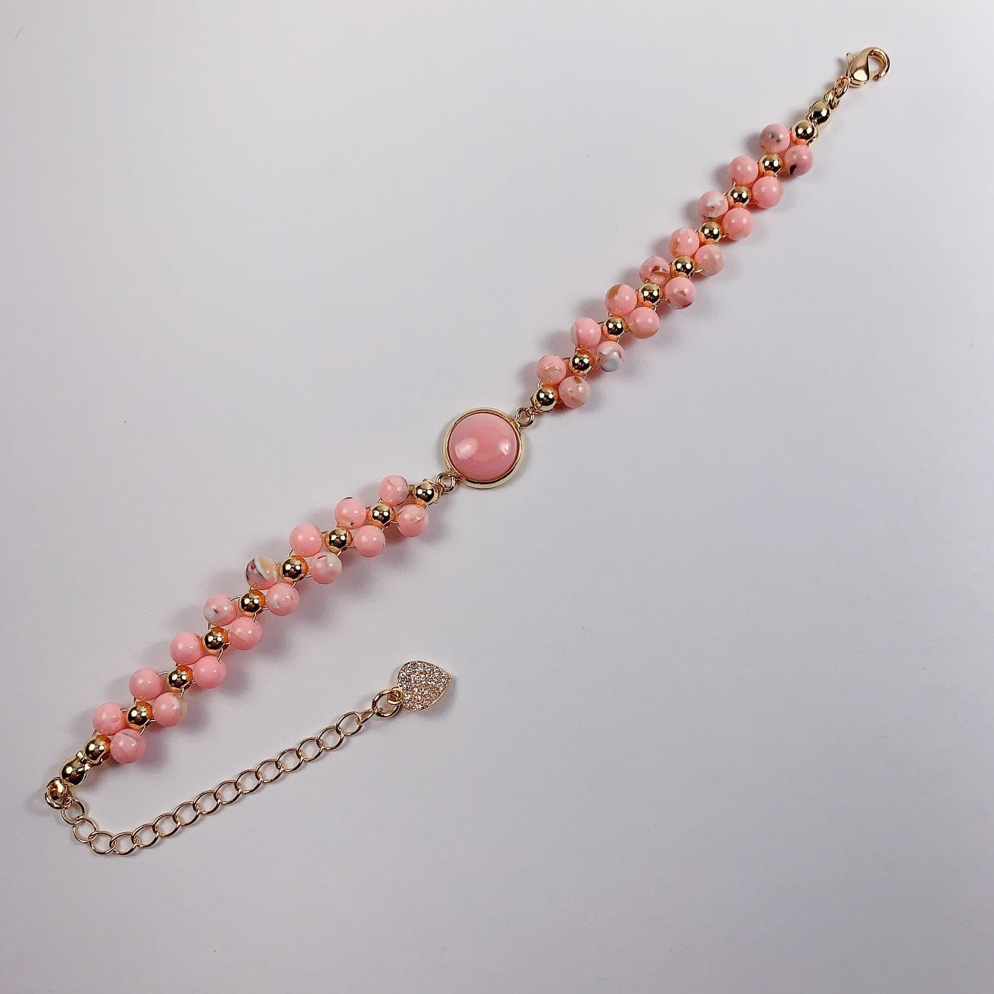 Pink Queen Conch Bracelet: 14K Gold Filled, Healing Gemstone
