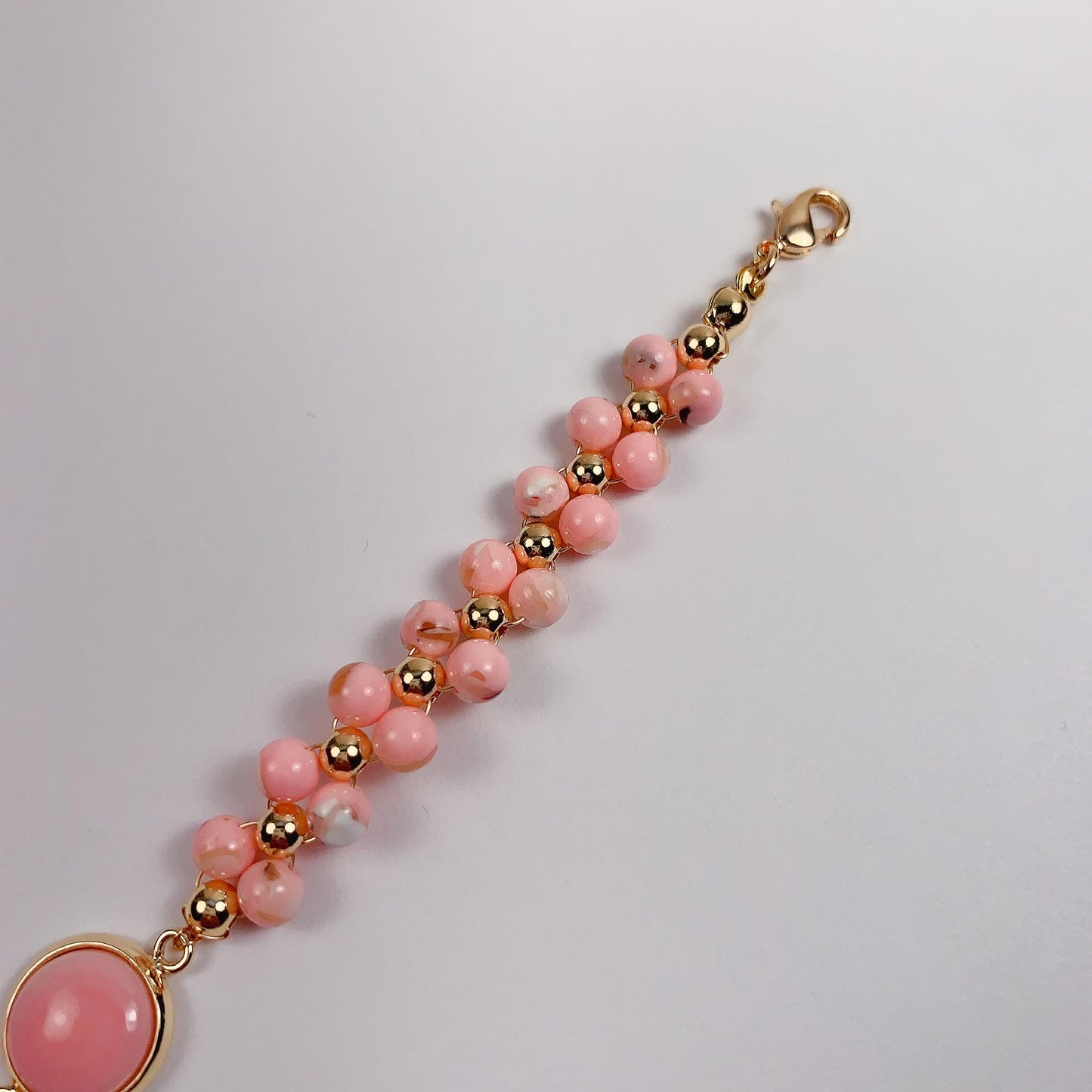 Pink Queen Conch Bracelet: 14K Gold Filled, Healing Gemstone