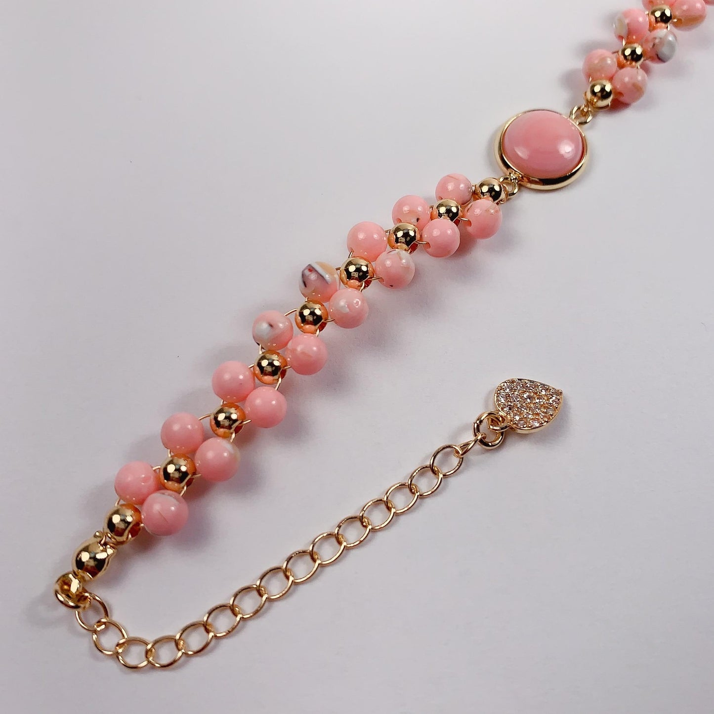 Pink Queen Conch Bracelet: 14K Gold Filled, Healing Gemstone
