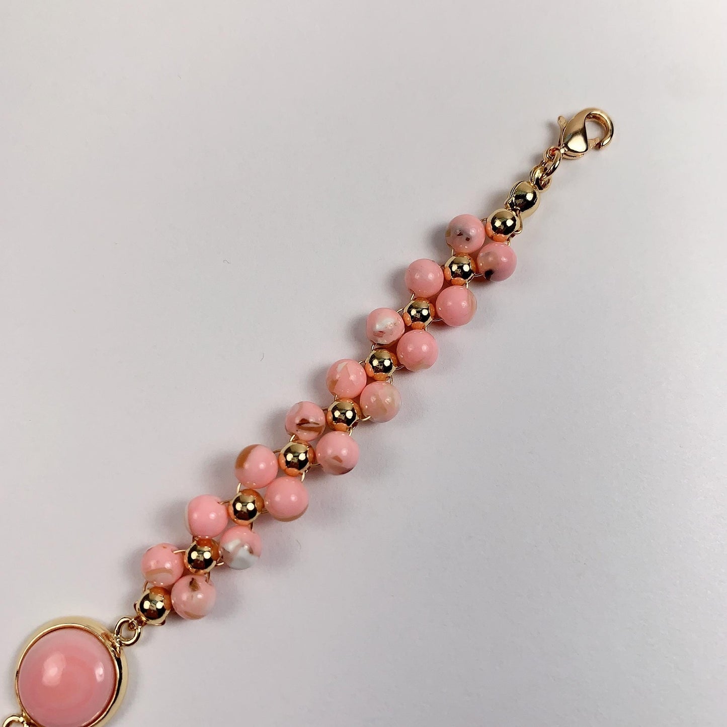 Pink Queen Conch Bracelet: 14K Gold Filled, Healing Gemstone
