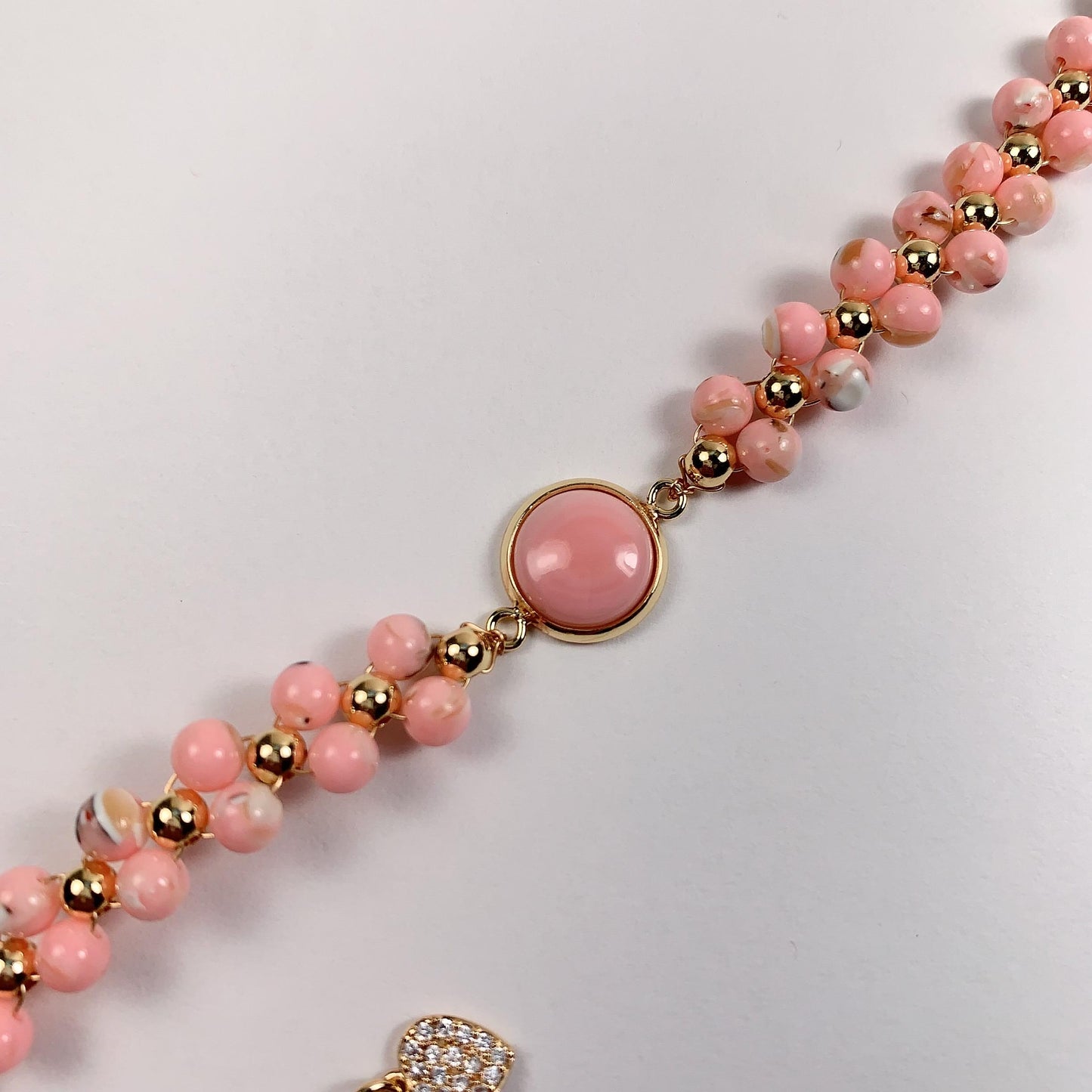 Pink Queen Conch Bracelet: 14K Gold Filled, Healing Gemstone