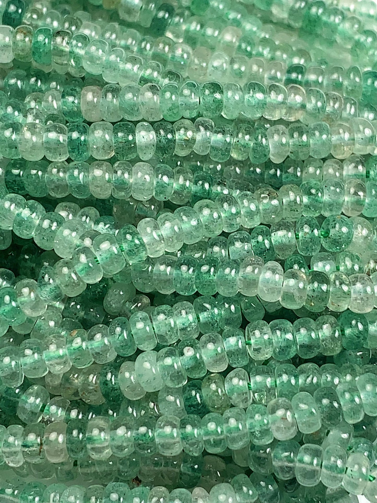 2x4mm Green Natural Strawberry Quartz Smooth Rondelle Beads Gemstone Strand 15"
