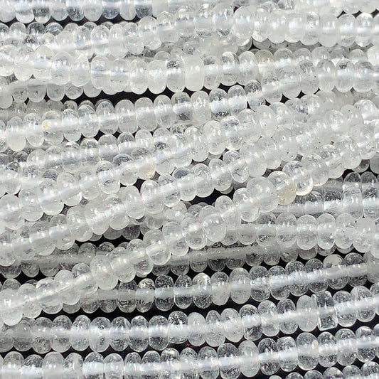 2x4mm High Quality White Crystal Clear Quartz Smooth Rondelle Beads Gemstone Strand 15