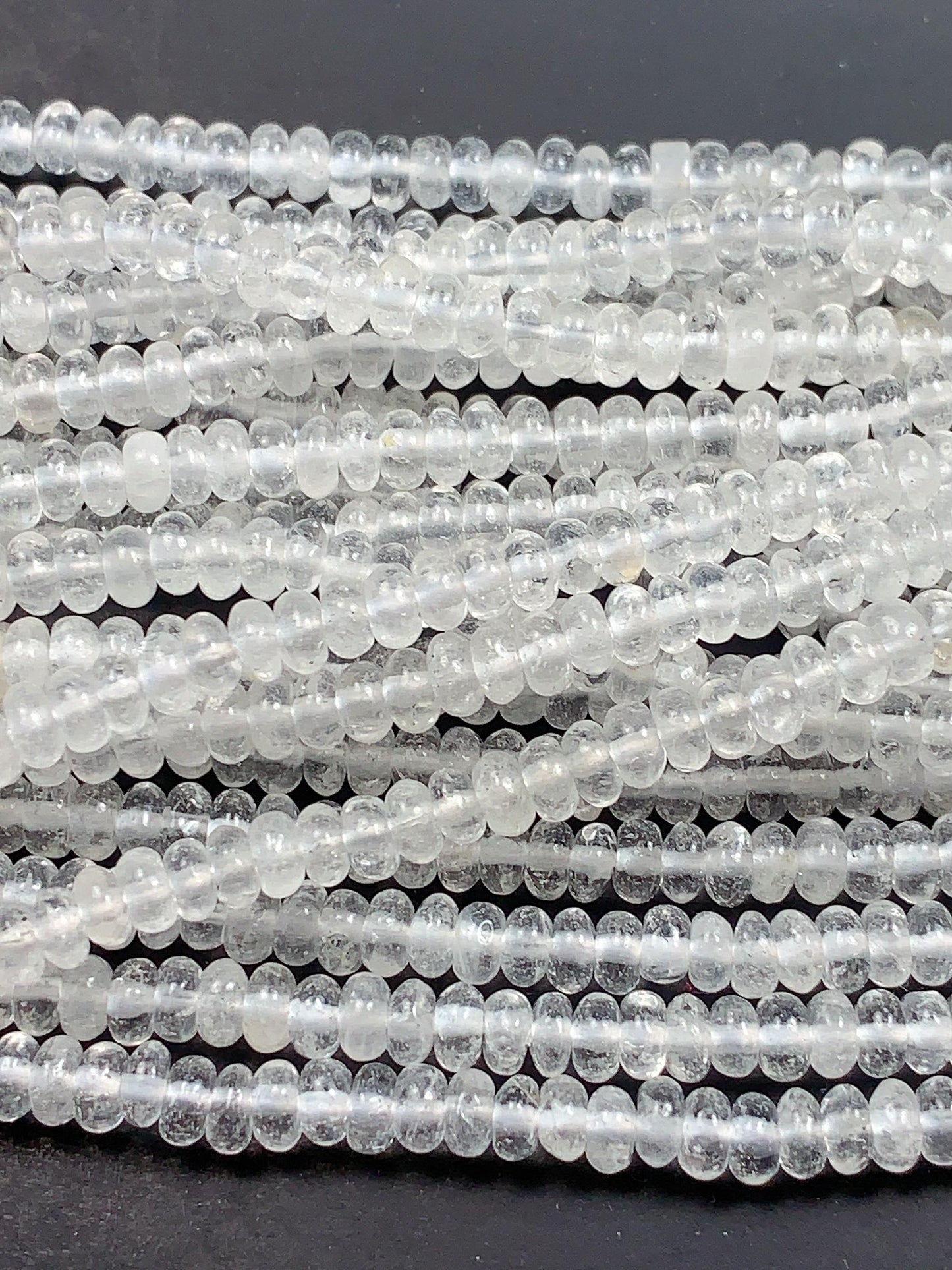 2x4mm High Quality White Crystal Clear Quartz Smooth Rondelle Beads Gemstone Strand 15