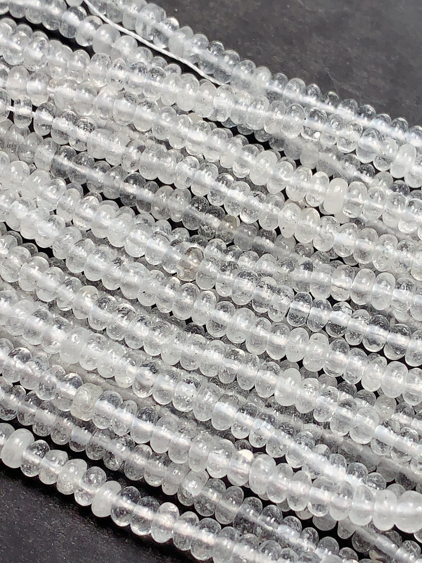 2x4mm High Quality White Crystal Clear Quartz Smooth Rondelle Beads Gemstone Strand 15