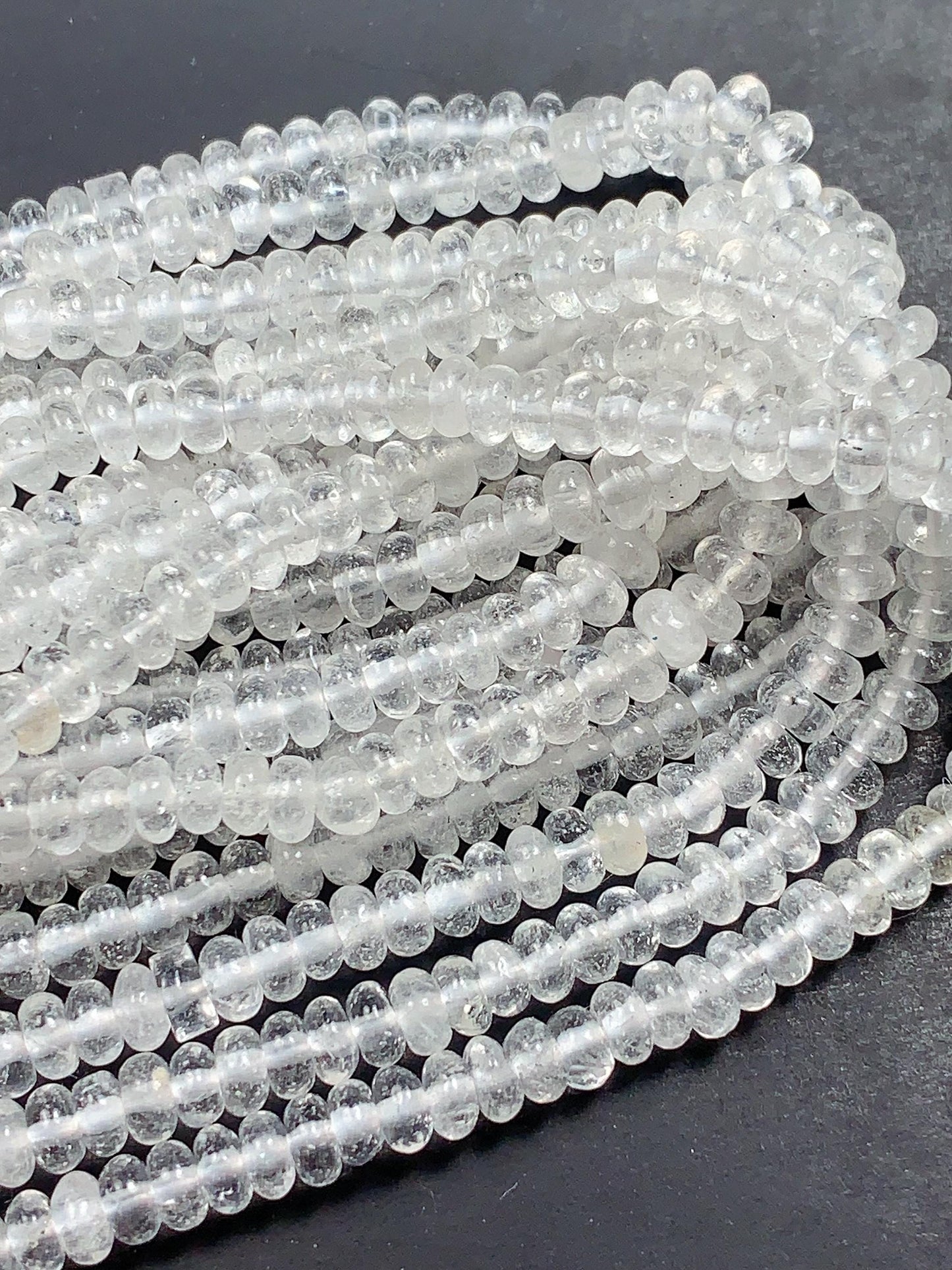 2x4mm High Quality White Crystal Clear Quartz Smooth Rondelle Beads Gemstone Strand 15