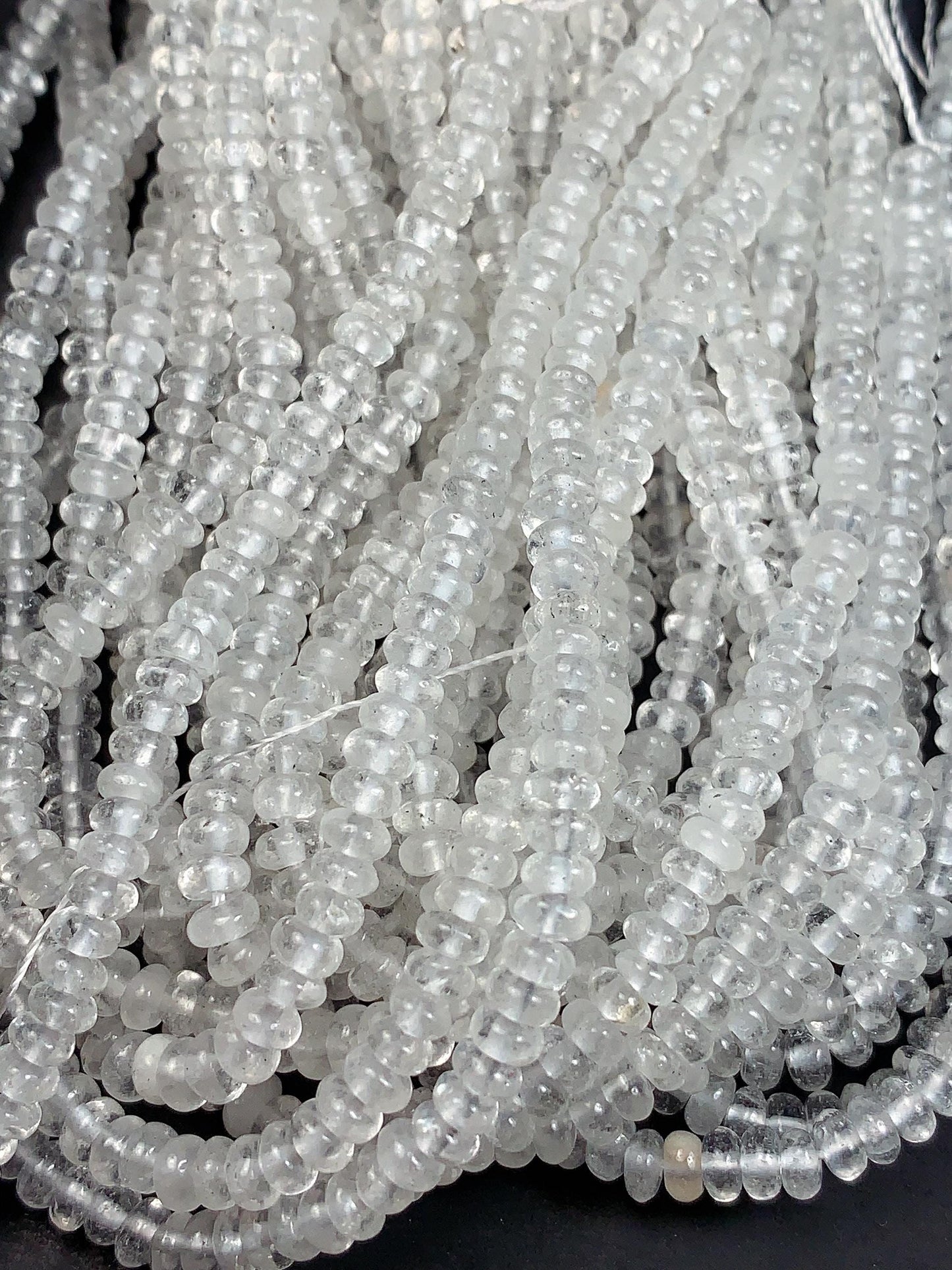 2x4mm High Quality White Crystal Clear Quartz Smooth Rondelle Beads Gemstone Strand 15