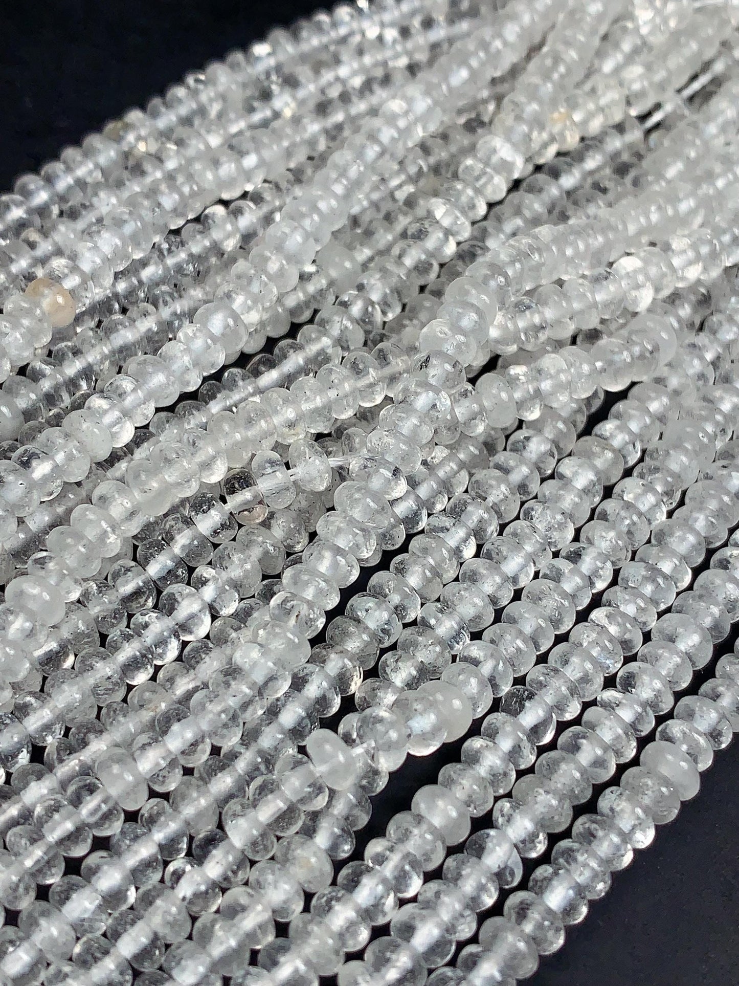 2x4mm High Quality White Crystal Clear Quartz Smooth Rondelle Beads Gemstone Strand 15