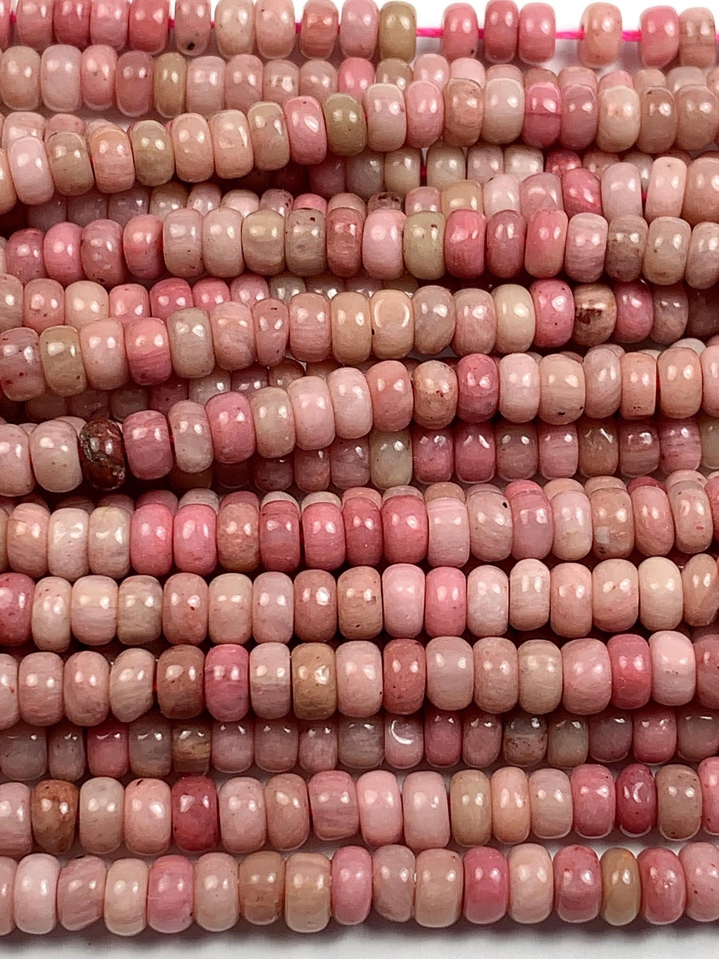 2x4mm Natural Genuine Pink Rhodonite Smooth Rondelle Beads 15.5" Strand