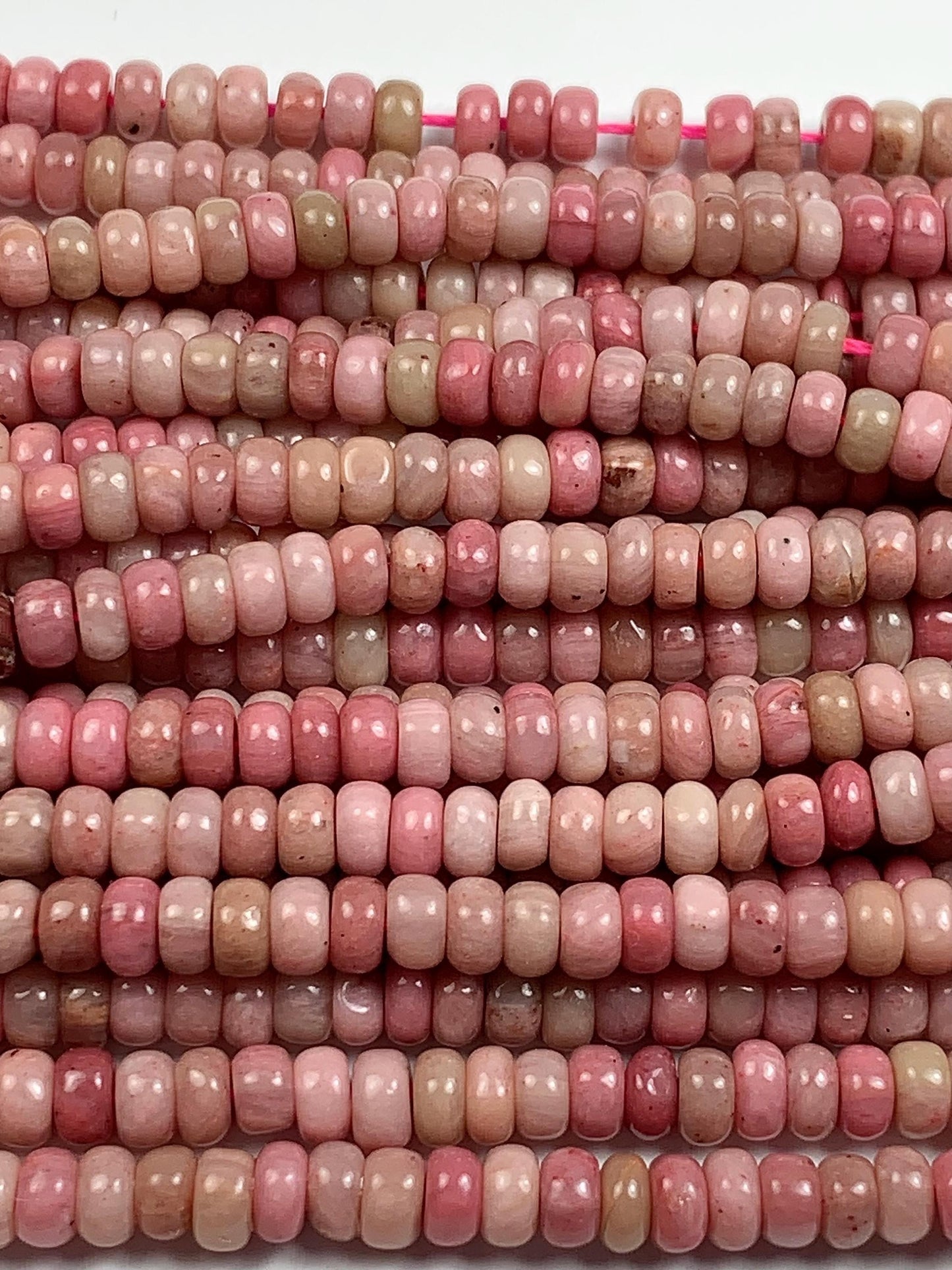 2x4mm Natural Genuine Pink Rhodonite Smooth Rondelle Beads 15.5" Strand