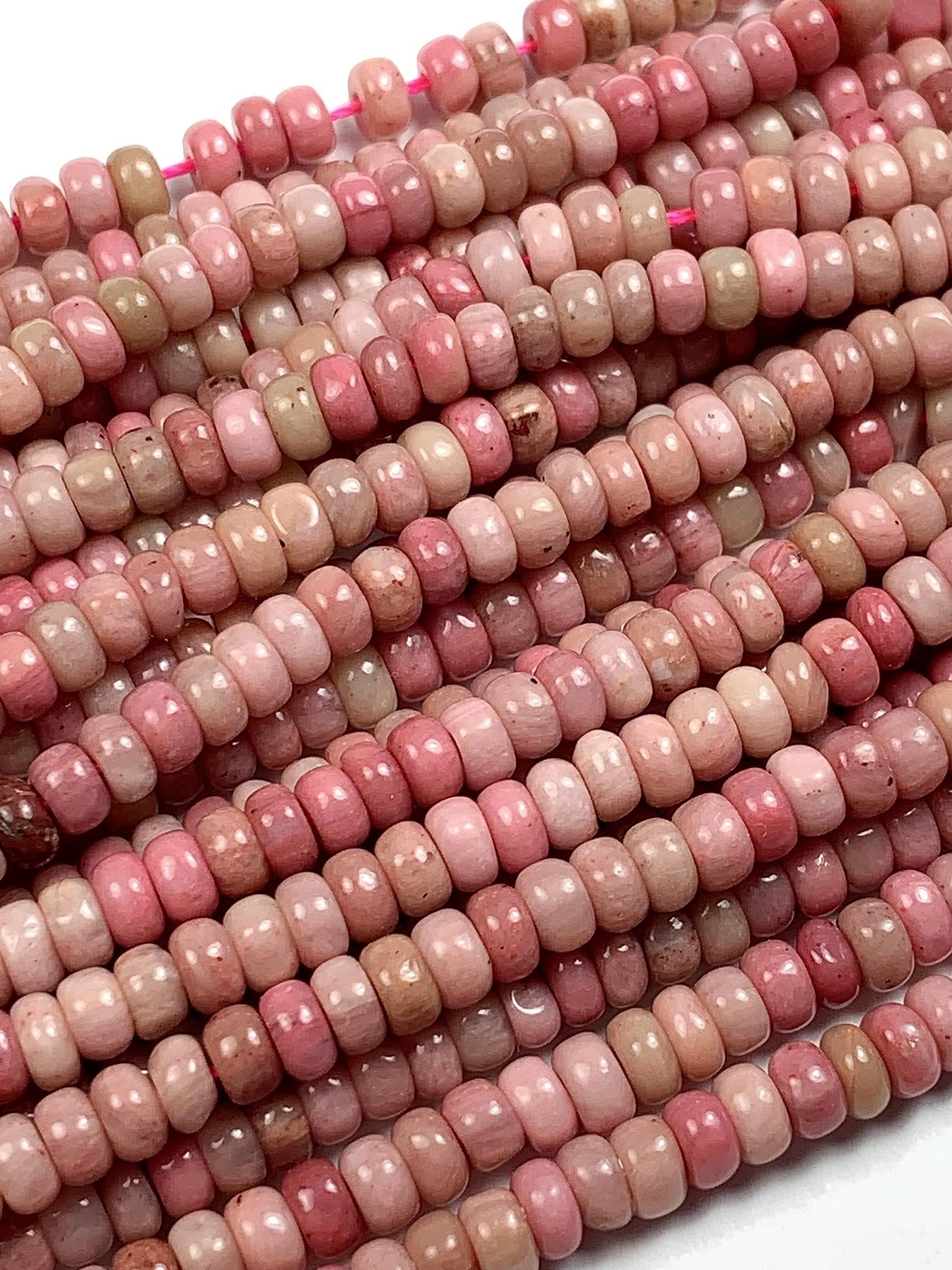 2x4mm Natural Genuine Pink Rhodonite Smooth Rondelle Beads 15.5" Strand