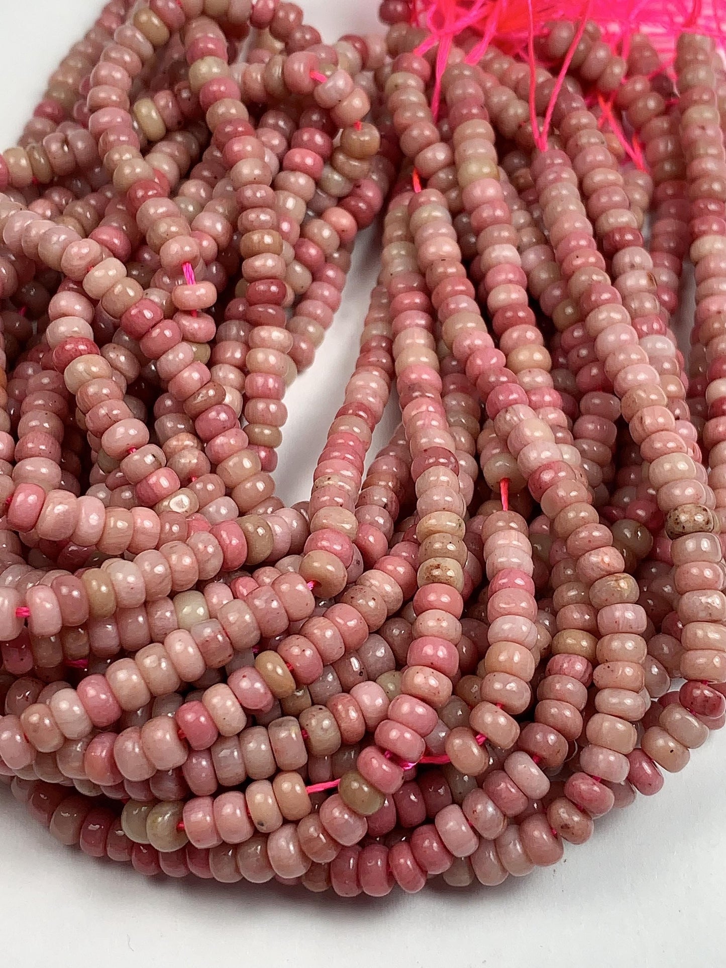 2x4mm Natural Genuine Pink Rhodonite Smooth Rondelle Beads 15.5" Strand
