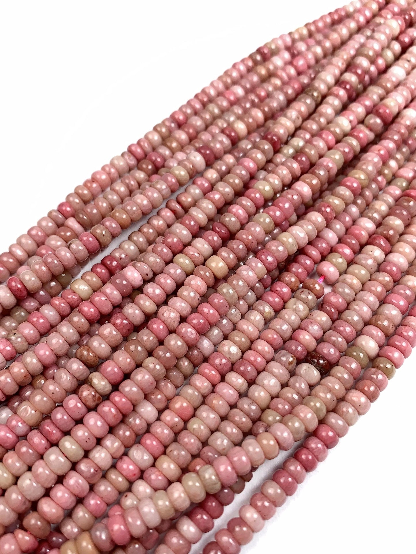 2x4mm Natural Genuine Pink Rhodonite Smooth Rondelle Beads 15.5" Strand