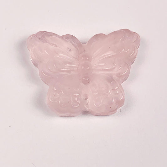 Carved Rose Quartz Butterfly Bead: 30mm Madagascar Gemstone