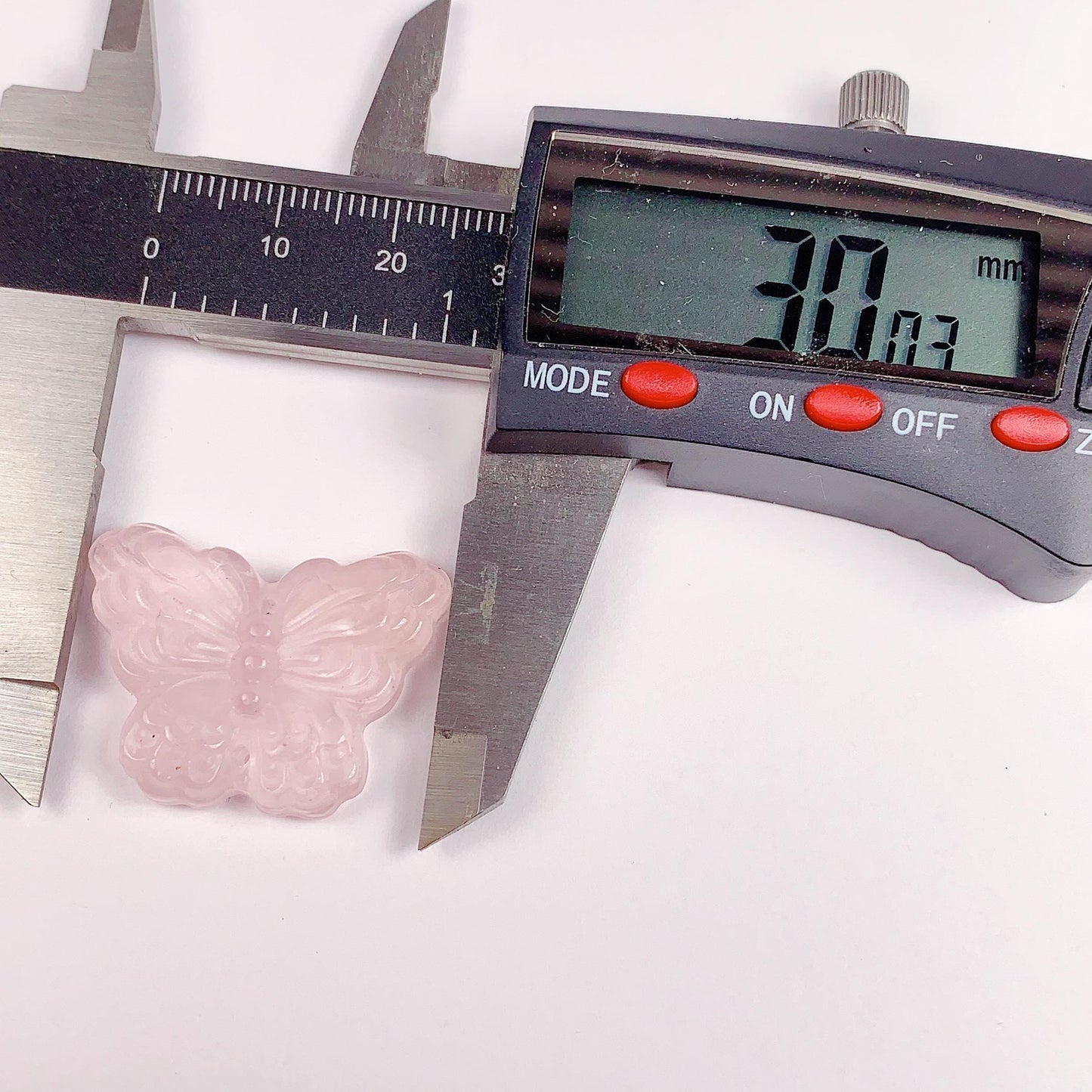 Carved Rose Quartz Butterfly Bead: 30mm Madagascar Gemstone