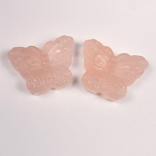 Carved Rose Quartz Butterfly Bead: 30mm Madagascar Gemstone