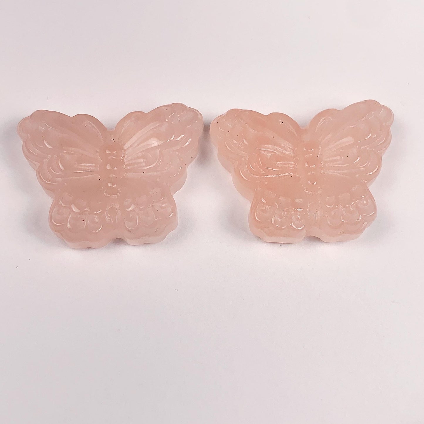 Carved Rose Quartz Butterfly Bead: 30mm Madagascar Gemstone