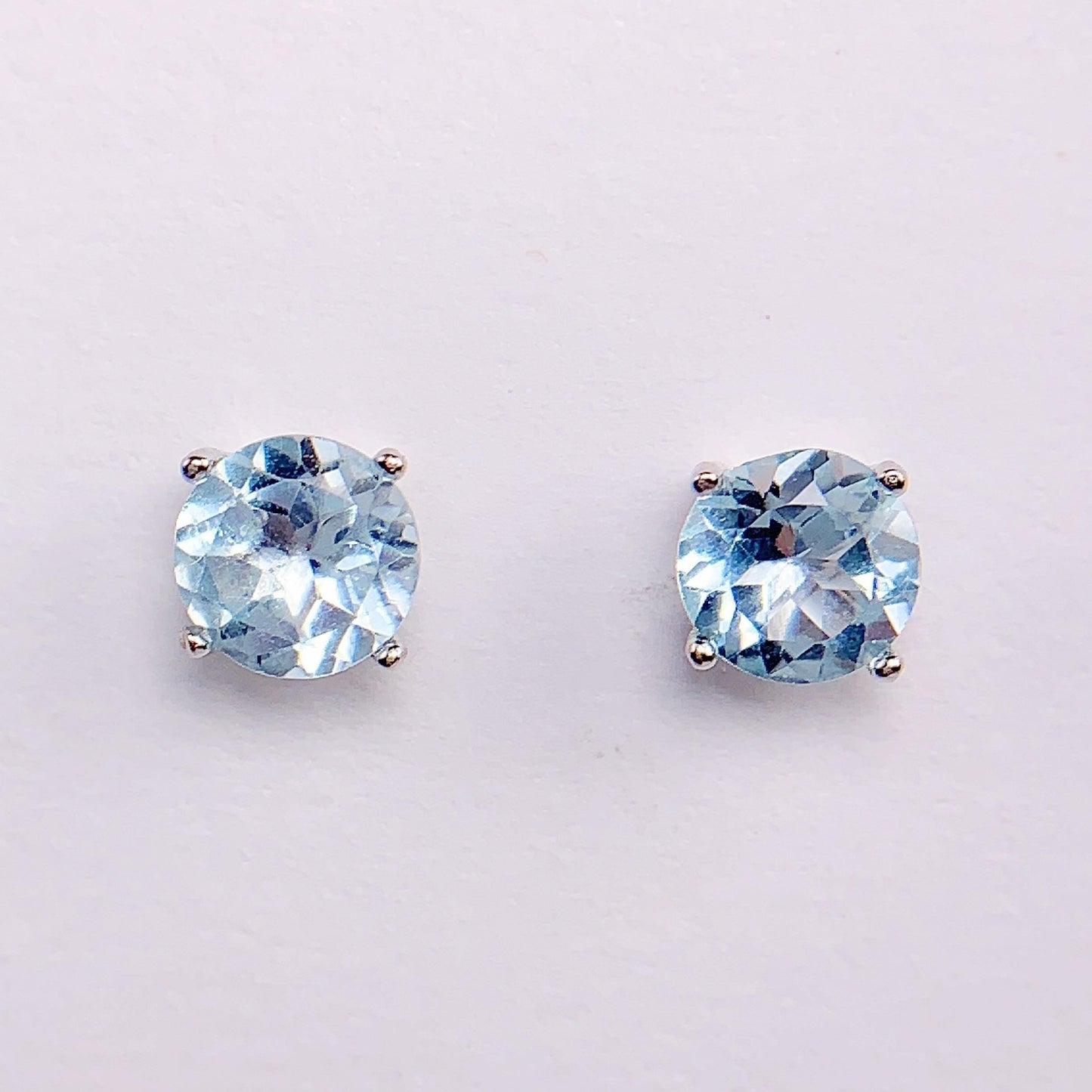 Sky Blue Topaz Earrings: 18k Gold Plated Sterling Silver Studs