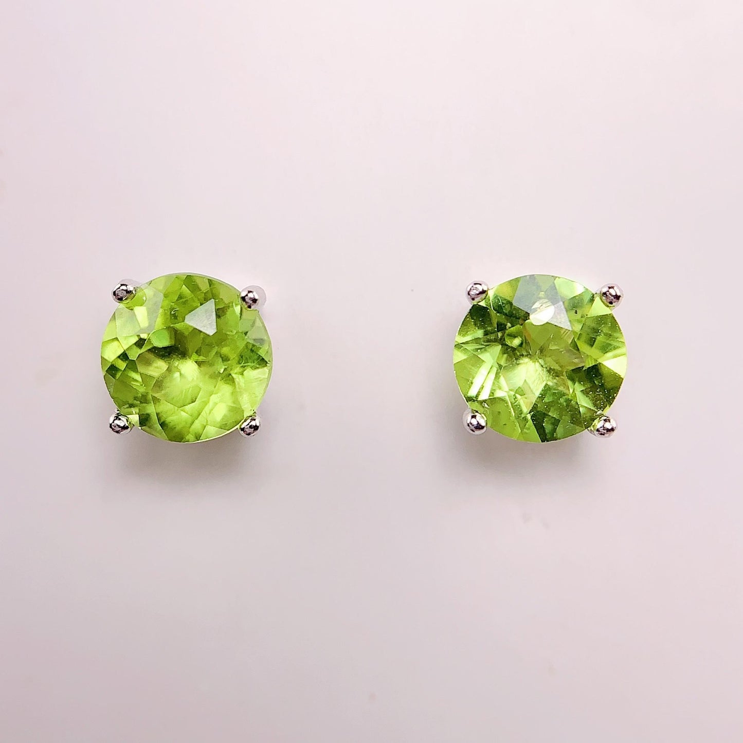 Green Peridot Earrings: 18k Gold Plated Sterling Silver Studs