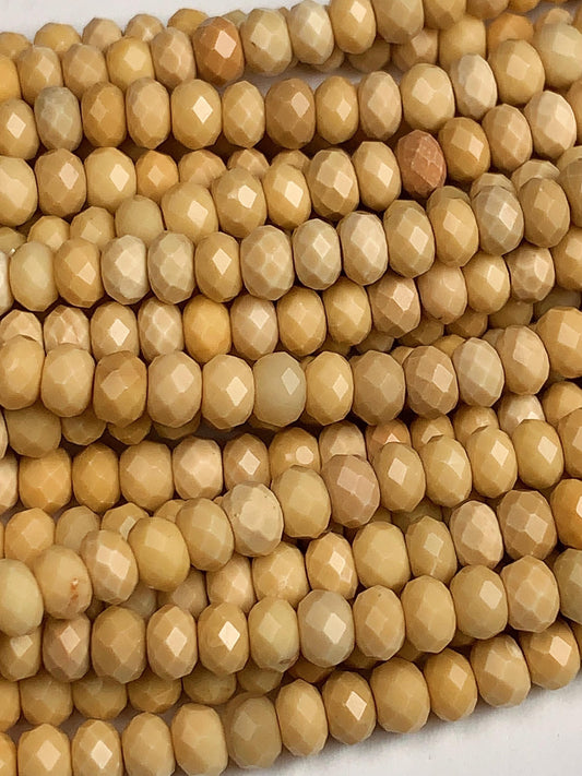 Natural Gold Yellow Agate Faceted Rondelle Beads - 3x4mm, 15.5" Strand