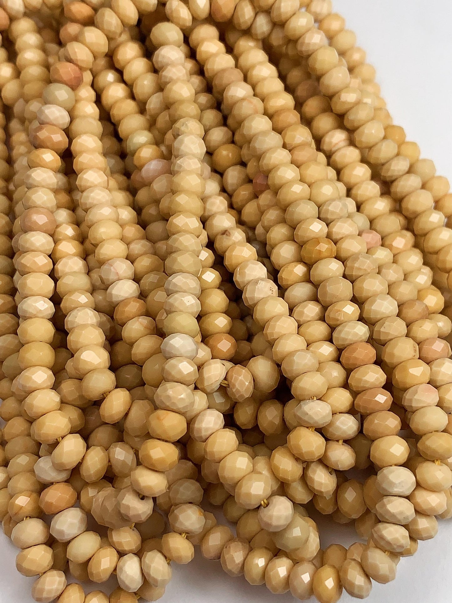 Natural Gold Yellow Agate Faceted Rondelle Beads - 3x4mm, 15.5" Strand