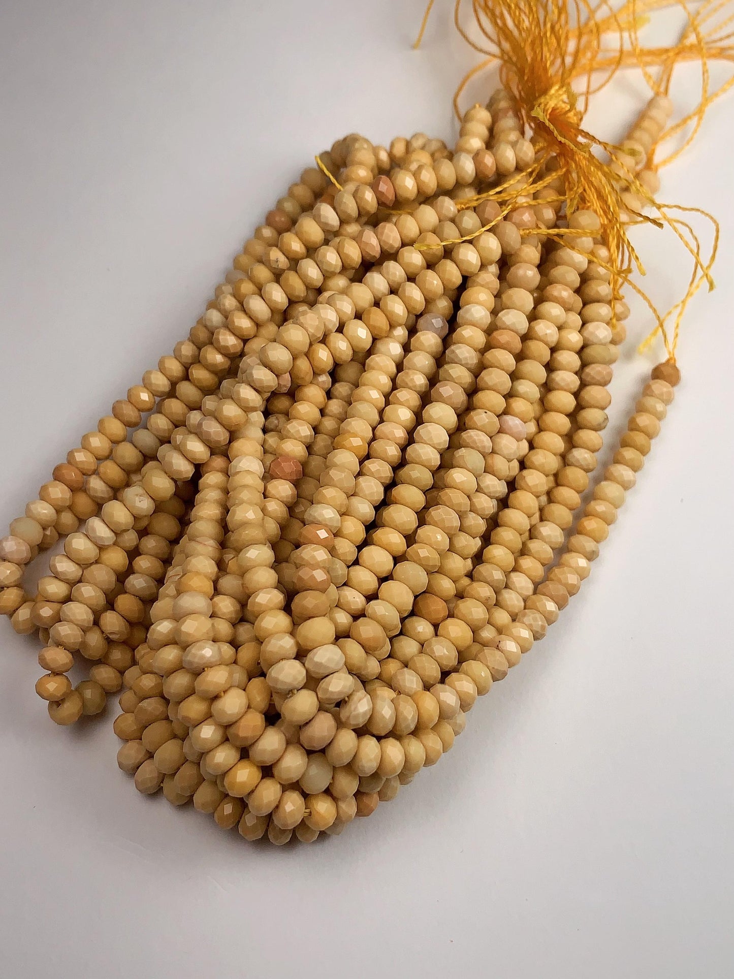 Natural Gold Yellow Agate Faceted Rondelle Beads - 3x4mm, 15.5" Strand