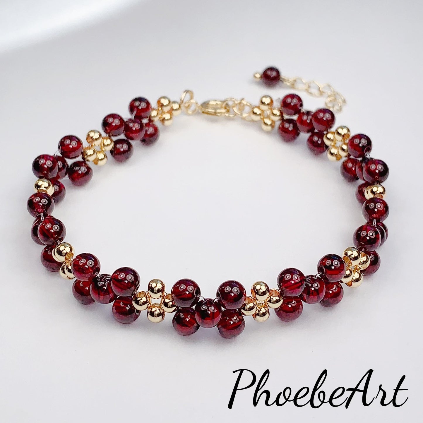 Natural Red Garnet Bracelet: 14K Gold Filled, January Birthstone