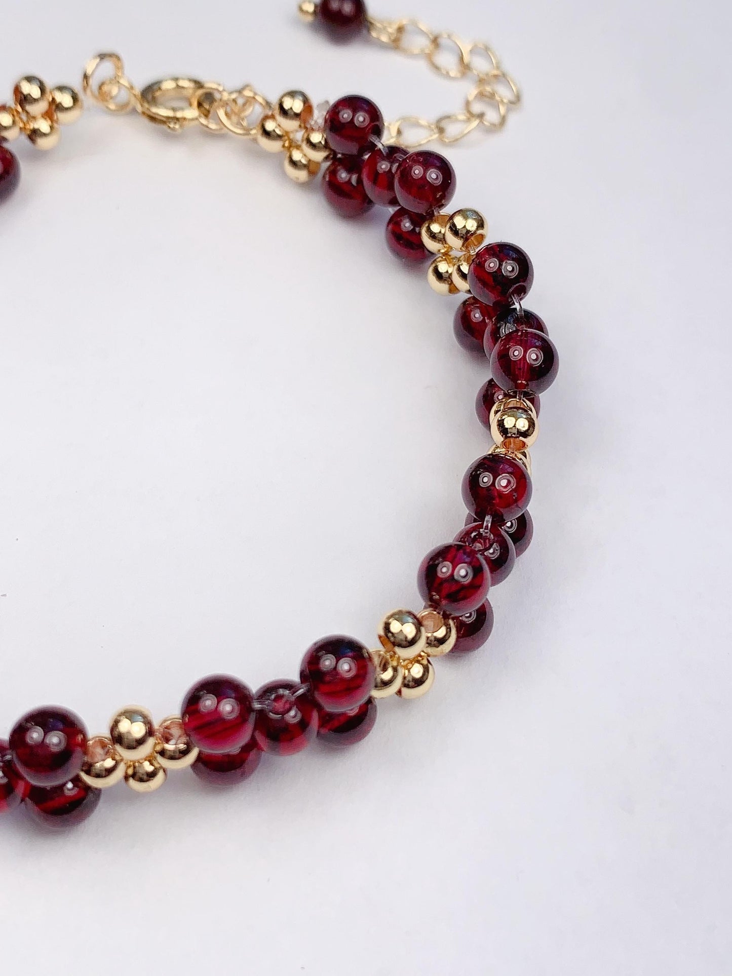 Natural Red Garnet Bracelet: 14K Gold Filled, January Birthstone