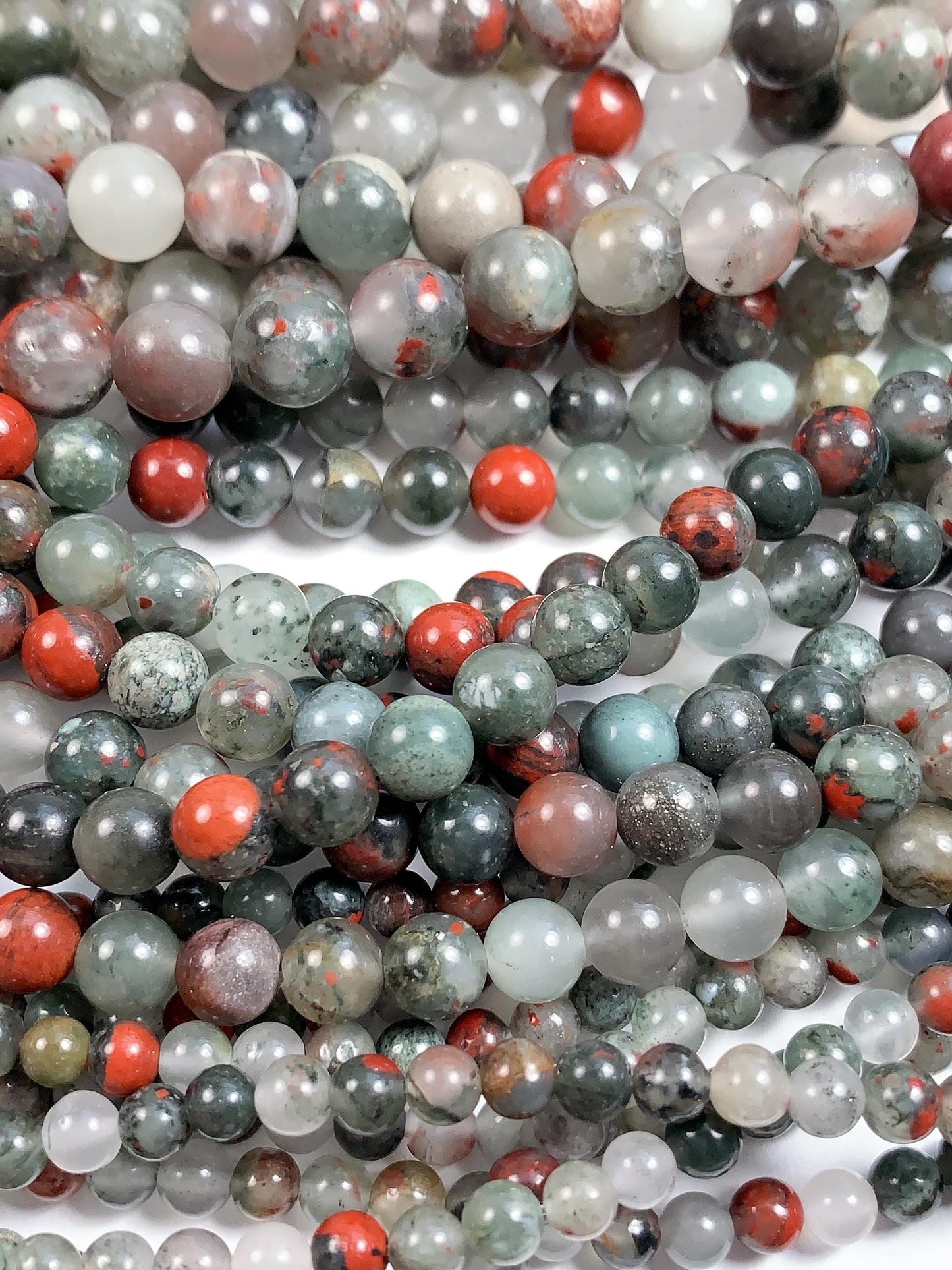 Natural Red Africa Bloodstone Smooth Round Beads - 15.5" Strand